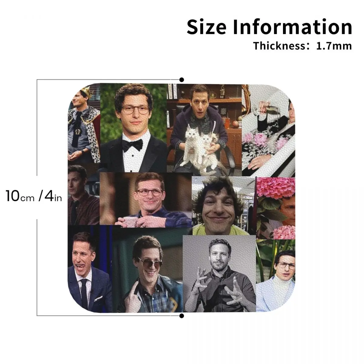 Andy Samberg (jake Peralta) Pic Collage Coasters PVC Leather Placemats Non-slip Coffee Mats for Decor Dining Pads Set of 6