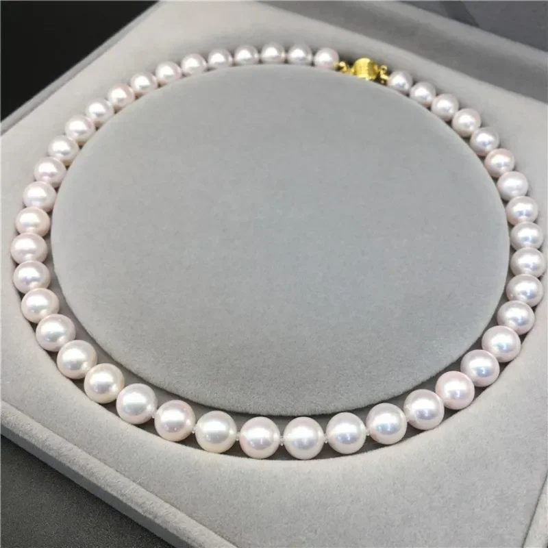 White Pearl Necklace 9-10mm Jewelry Gift for Women, Wedding & Party