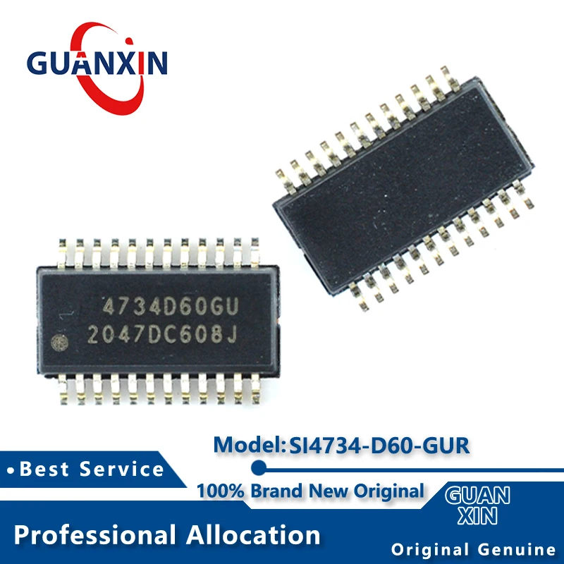 

100% New Electronic SI4734-D60-GUR SI4734-D60-GU Marking 4734D60GU SSOP-24 SI4734
