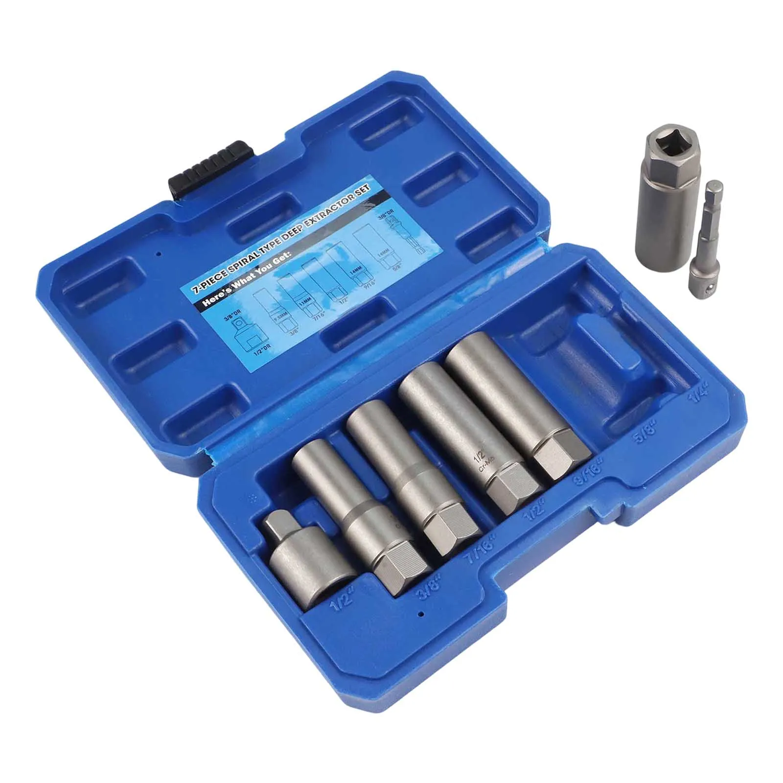 Removal Tool For Bolts Adapter Length 65mm Socket Wrench Set Special Reverse Type Thread Spiral Cut Teeth Grip