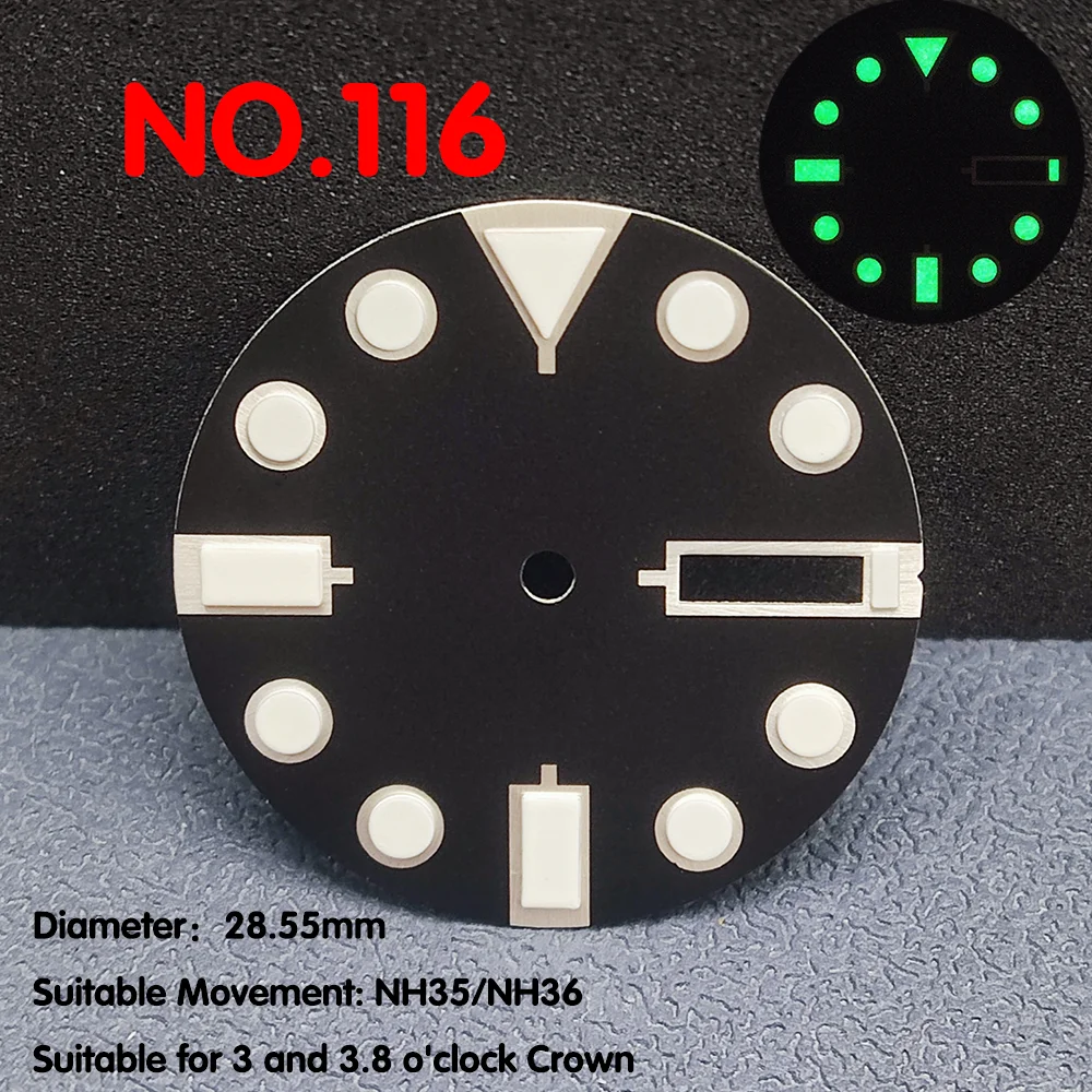 Замените циферблат 28,55 мм на циферблат с одиночным/двойным календарем, циферблат часов NH36 с кварцевым механизмом, модификационная деталь