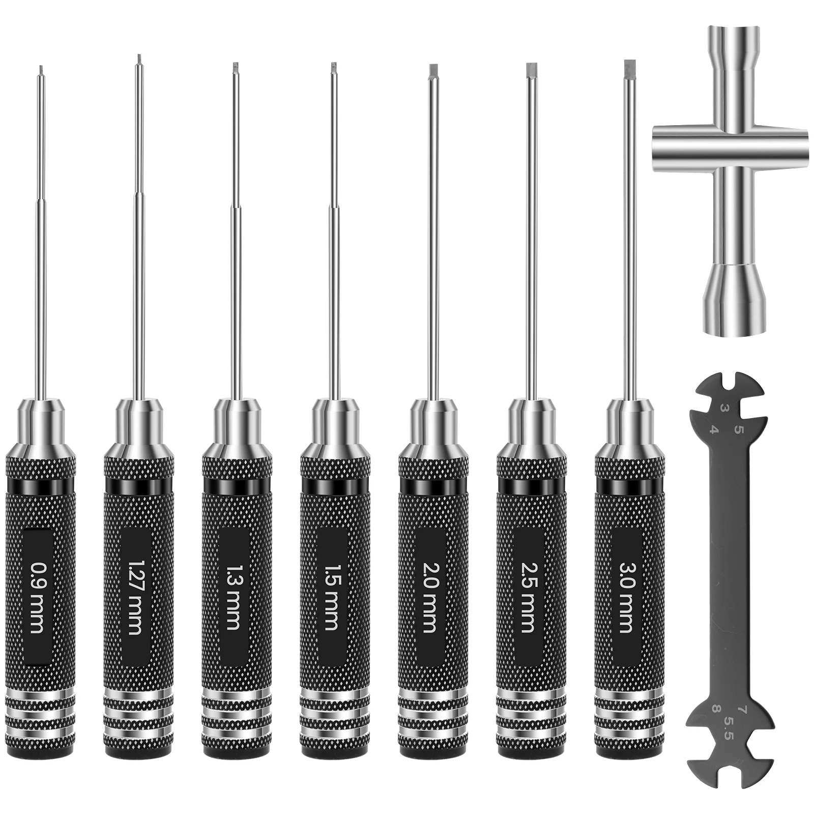 

Набор шестигранных отверток (4/9 шт.) с защитой от скручивания для обслуживания и разборки дронов, радиоуправляемых машин, вертолетов