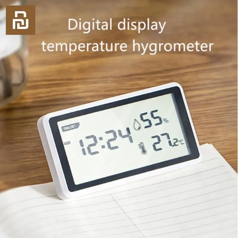 Youpin Deli Electronic Thermometer Hygrometer Weather Station High Precision with Table Clock Function Temperature Controller