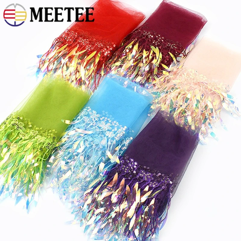 

2-10Yards Meetee 15cm Sequin Fringe Tassels Trim Lace Fringes Sewing Costume Tassel Decorative Trimmings Stitching Accessories
