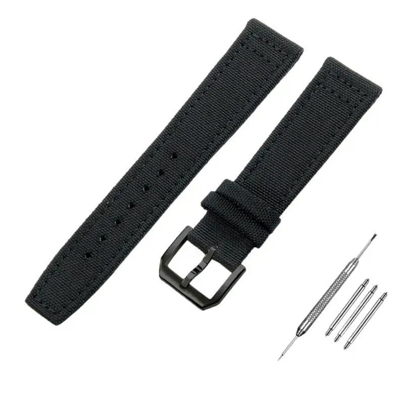 

TINTAG 20mm 21mm 22mm Nylon Canvas Watchband for IWC PILOT Portugal PORTOFINO Fabric Watch Strap Folding Buckle Cowhide Leather