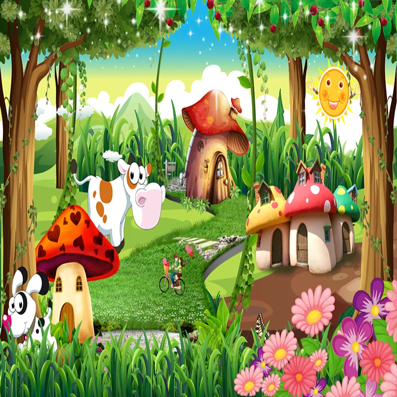 Custom 3D Photo Wallpaper Children Room Bedroom Cartoon Forest House Background Decoration Painting Wall Mural Papel De Parede