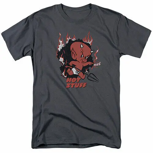 Hot Stuff Singe T Shirt Mens Licensed Cartoon Merchandise Little Devil Charcoal