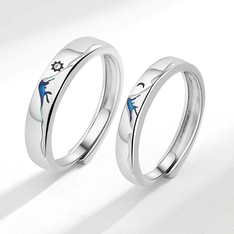 KOFSAC mountain sun moon rings per donna uomo personalità 925 gioielli in argento sterling coppia creativa anello regalo chic