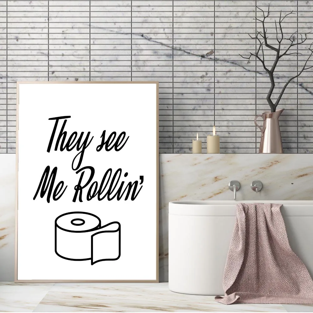 Wall Art Canvas Painting Funny bagno Rules Sign Nordic Black White Poster Prints Toilet Humour Pictures bagno Home Decor