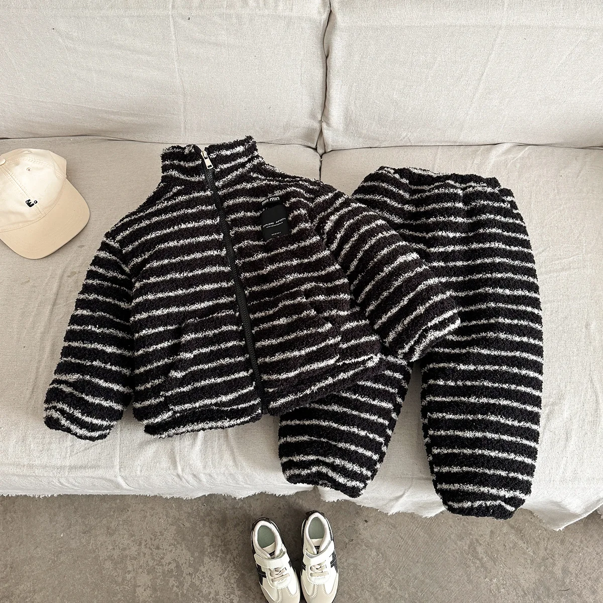 أطفال بنين بيجامة قطعتين مجموعة الكرتون الجاكار رشاقته الدافئة طفل الفتيان الوقوف طوق سترة مرونة الخصر الفتيات الصغيرات بانت #2