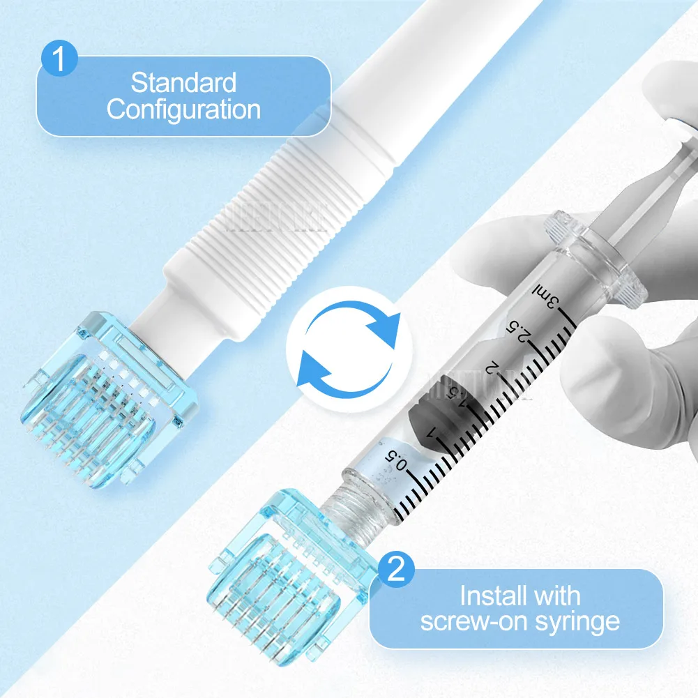 Derma Roller Stamp 3-in-1 Hydra Microneedling 49-Pin 64-Pin 112-Pin Dermaroller für Lippen-Boost, Gesicht, Kopfhaut, Bart, Schönheitspflege-Werkzeug – Detail 3