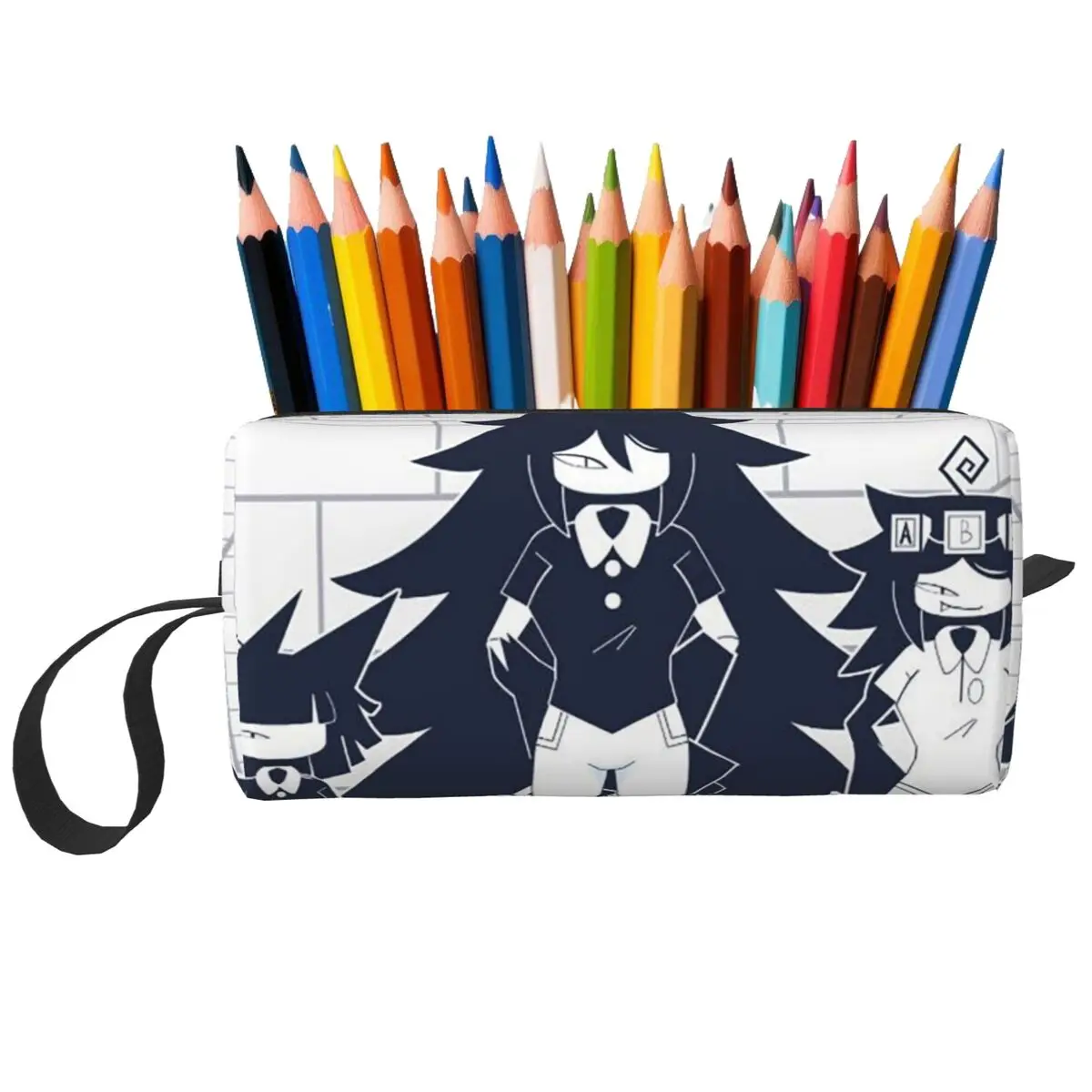 FPE Miss Circle Doodle Game Pencil Case for Students School Pen Box Pencil Bag Stationery Supplies Travel Women Cosmetic Bag
