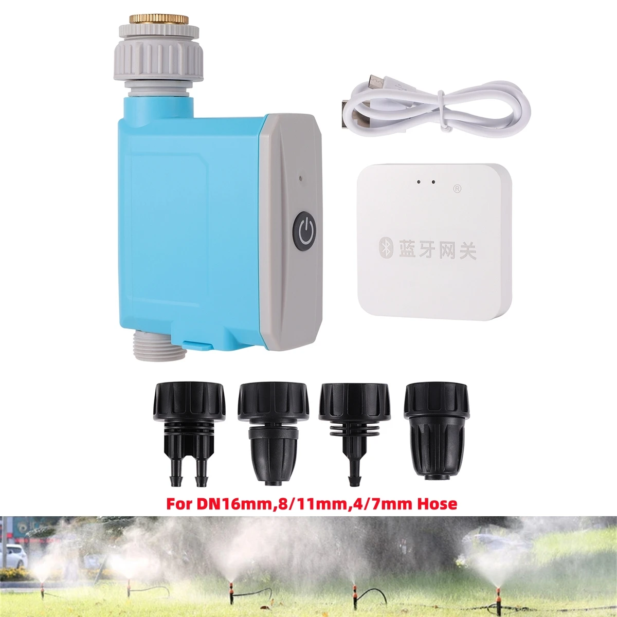 Smart Bluetooth/WiFi Water Timer with 4 Joints DN16mm 8/11mm 4/7mm Hose Remote Control Garden Lawn Irrigation Controller 1 set