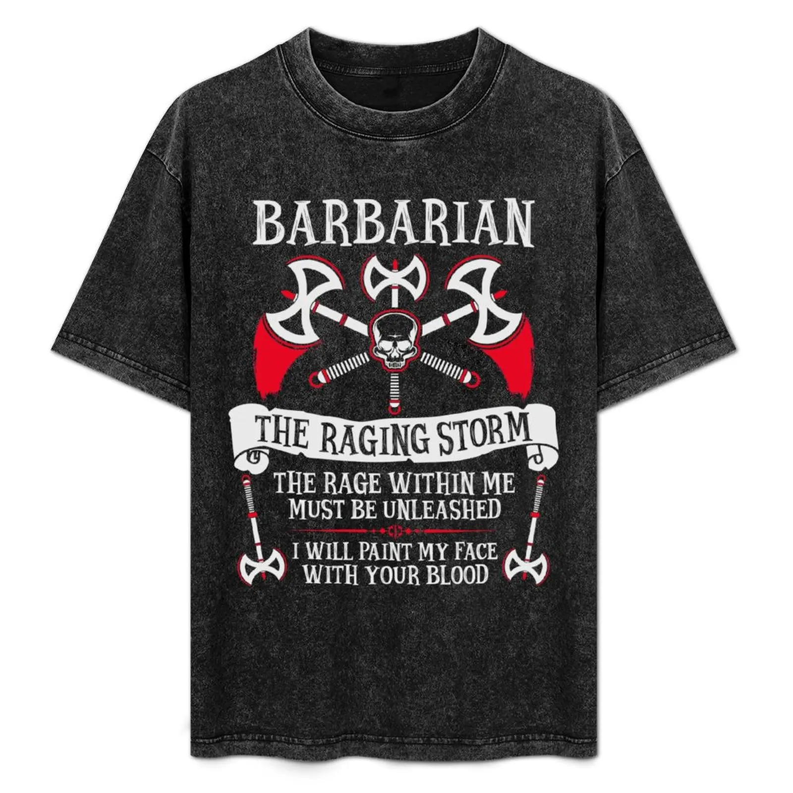 

BARBARIAN, THE RAGING STORM - Dungeons & Dragons (White) T-Shirt blacks tops t shirt men 100℅ cotton