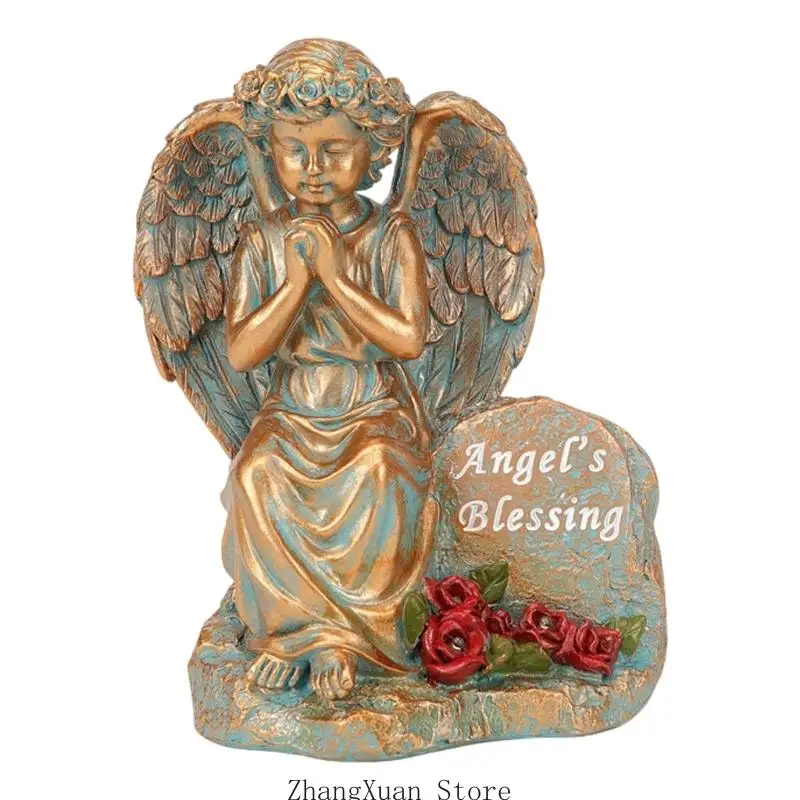Decorative Angel Figurines Hand Carved Resin Artwork For Garden Yard Outdoor Ornamentation Durability