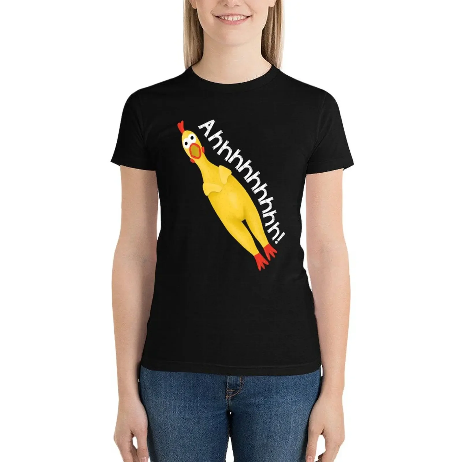 Screaming Rubber Chicken T-Shirt blanks Short sleeve tee summer top animal print shirt for girls tshirts for Women