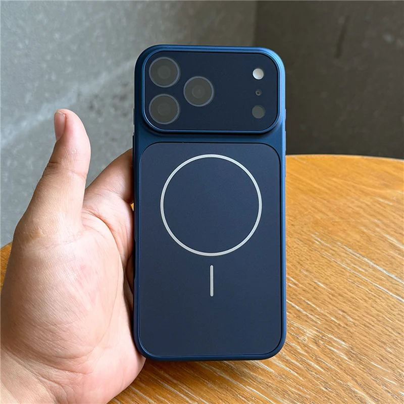 

Luxury Lens Protector Film Matte Plating Armor Case For iPhone 17 15Pro 16 17Pro Max For Magsafe Wireless Charger Magnetic Cover