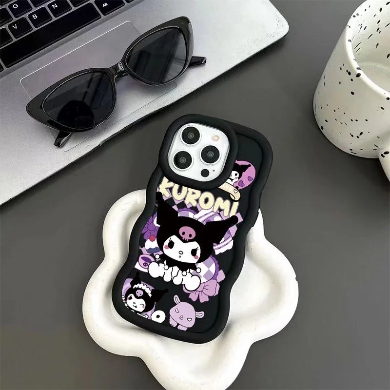 For iPhone 15 Plus 14 Pro 13 11 XS Max X 7 8 SE 12 Pro 12 Candy Kuromi Family Cartoon Wave Multistep TPU Soft Phone Case