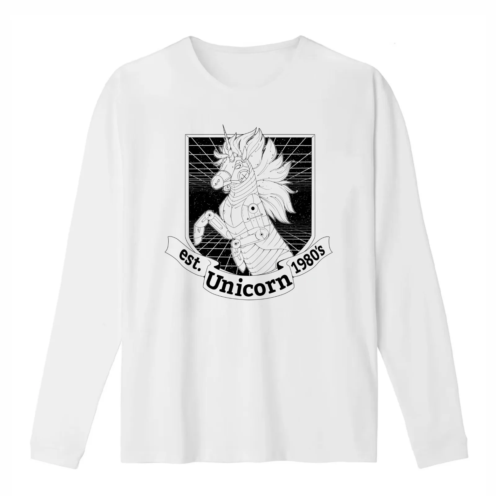 1980's Robot Unicorn for Light Colours T-Shirt Summer Casual Cotton Tee Oversized Streetwear Tops Vintage Graphic Print