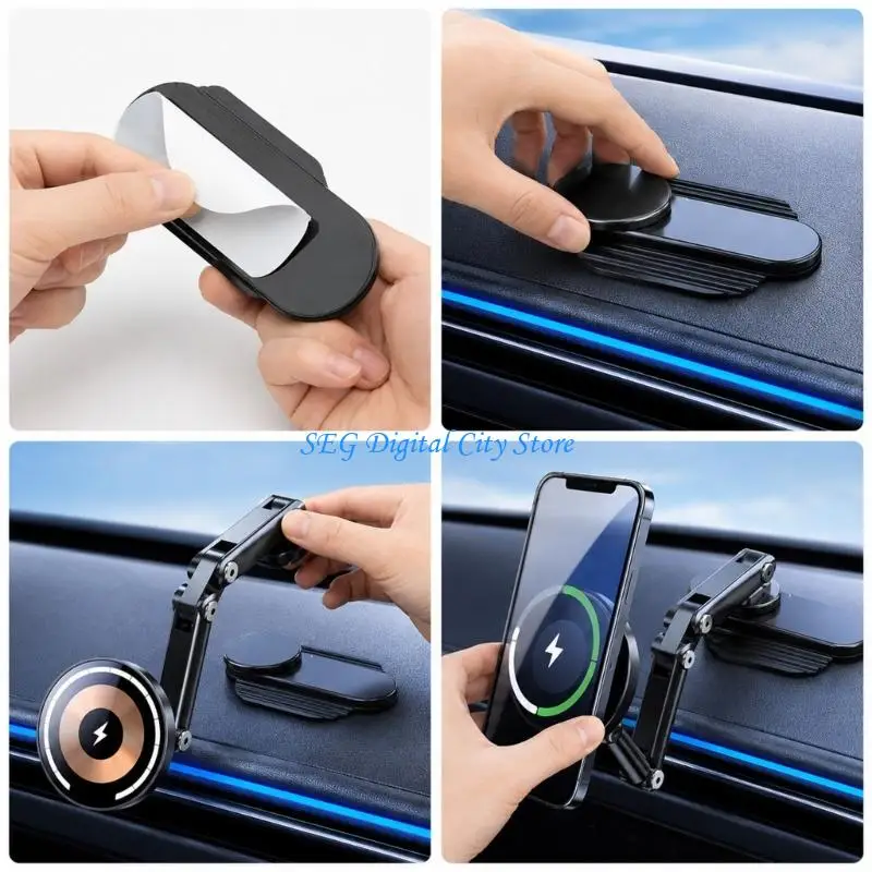 U75B Commute Phone Stand with Wireless Charging Folding Holder for Navigation Desk Work and Call Viewing Daily