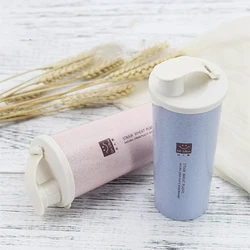 New 450ml Protein Powder Shaker Water Bottle Wheat Straw BPA Free Mixer Sports Fitness Protein Shaker Milk Shake Bottle 1pc