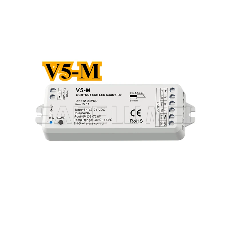 V1 V2 V3 VP V5-M RGBW RGB+CCT RGB Controller 12V CV RF 2.4G For 1/2/3/4CH Led Strip Light DC12-24V Single Color CCT LED Dimmer