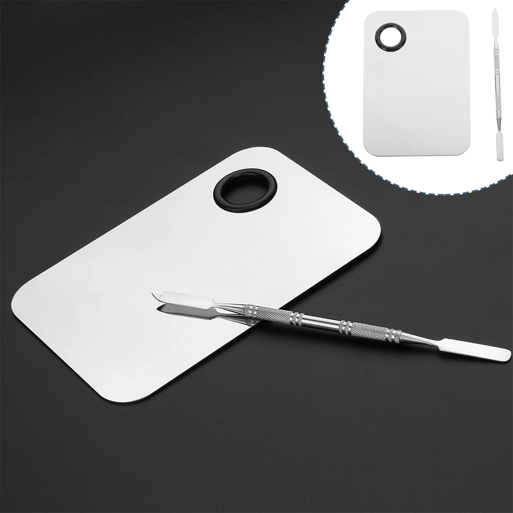

Makeup Palette Set Stainless Steel Mixing Tool 3 Sets Gel Pallet Plates Nail Art Spatula Durable