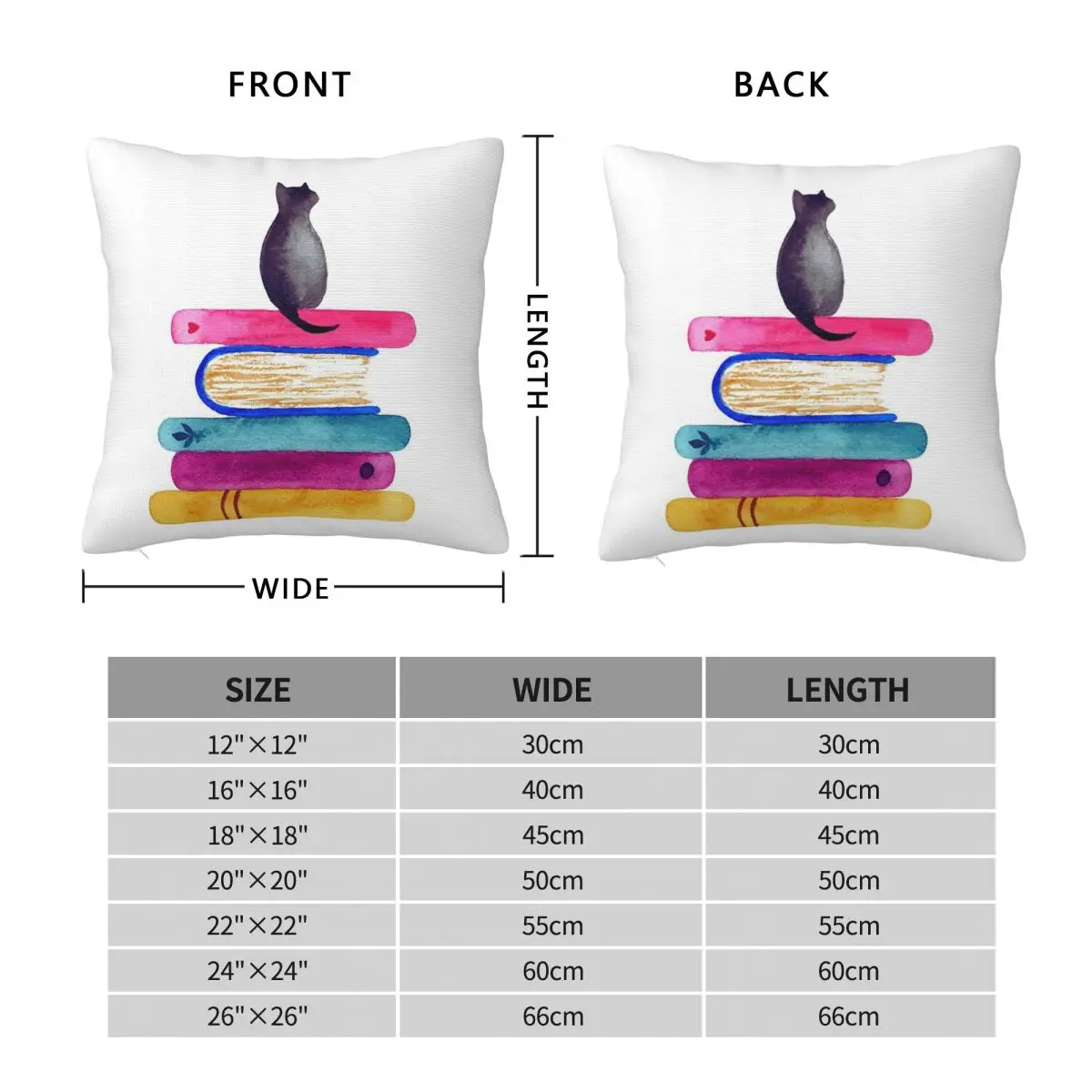 Book Stack With Cat Square Pillowcase Polyester Linen Velvet Pattern Zip Decor Pillow Case Home Cushion Cover Wholesale