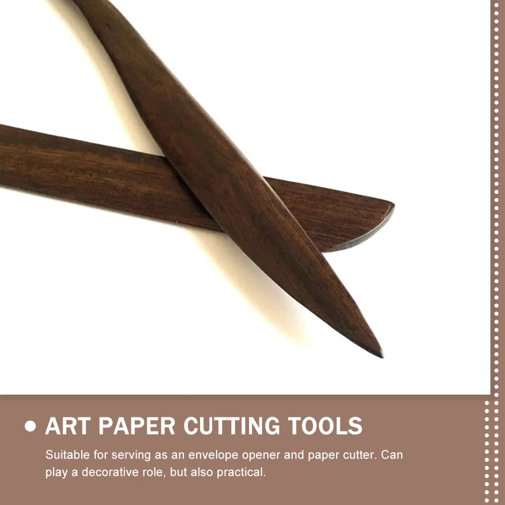 قاطع الورق الخشبي على الطراز الصيني فتاحة مغلف سطح أملس خفيفة الوزن ومتينة أداة قطع فنية للمكتب قاطع الشريط بنفسك #4