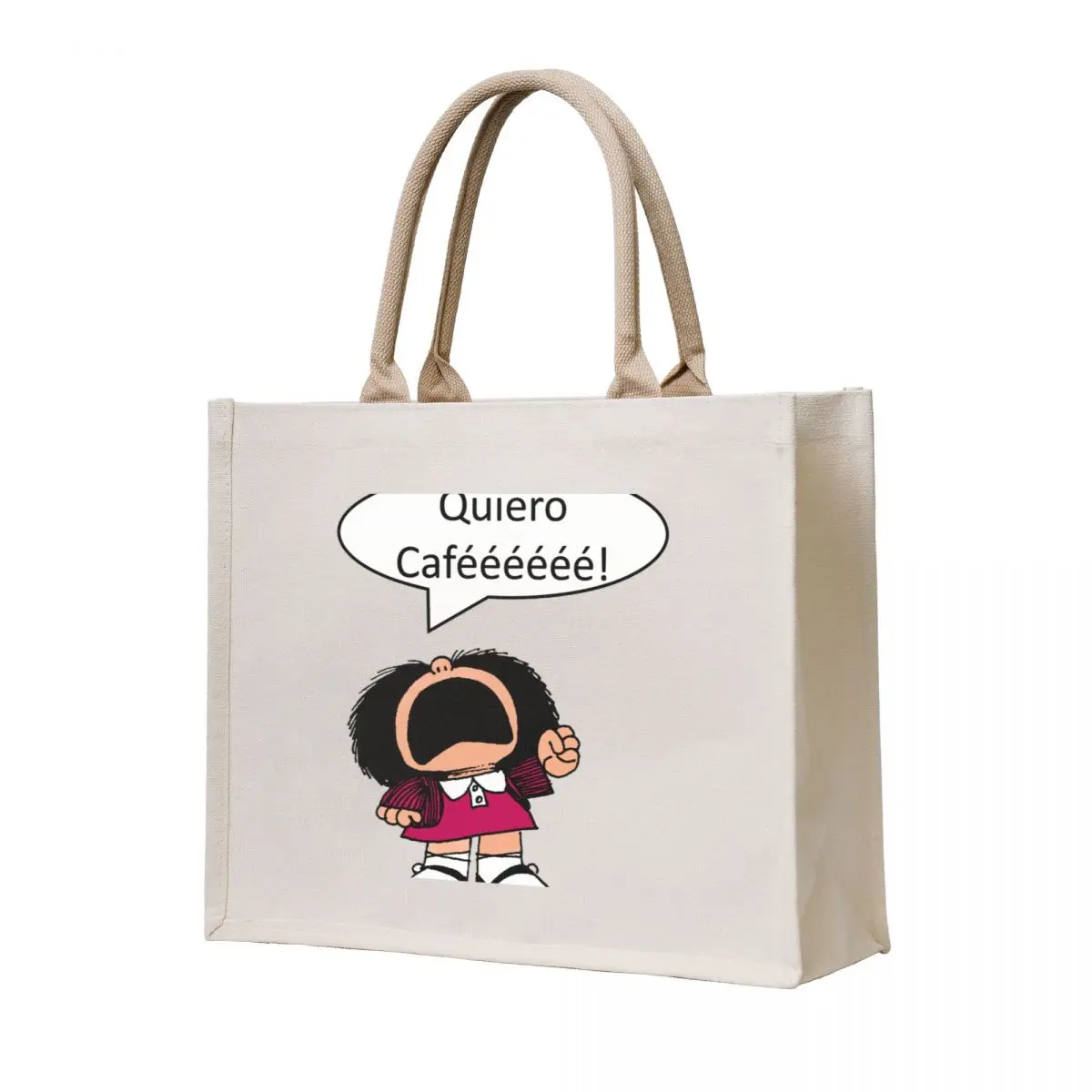 

Mafalda, Coffee, Coffee Tote Bag shopping cart bags tote bags aesthetic Women's beach bags female bag