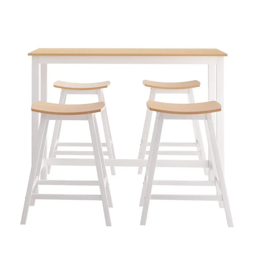 &Solid Wood Bar Table and Stools Set Dining Desk Kitchen Chairs for Cafe Pub Modern Home Furniture