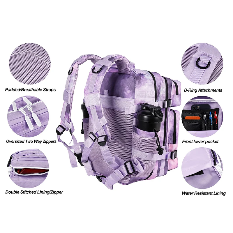 LHI 35L Tactical Gym Backpack Athlete Sports Fitness Bag Exercise Workout Rucksacks Weekend Travel Overnight Back Pack