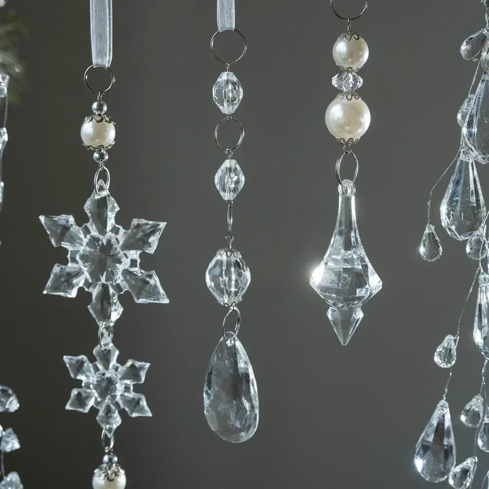 New Christmas Tree Decoration Snowflake Water Drop Pendant Christmas Transparent Acrylic Snowflake Jewelry Pendant