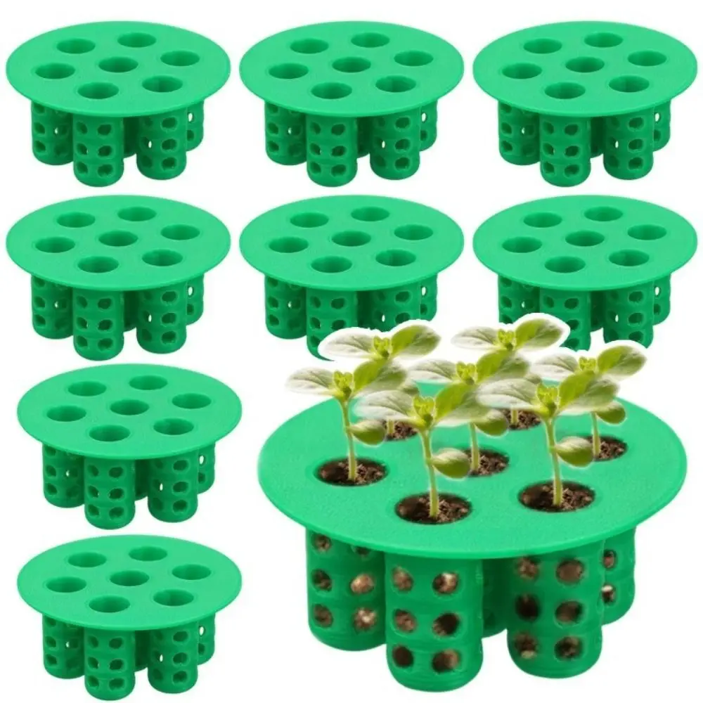 7-Hole Seed Germination Tray No Soil Easy Setup Garden Nursery Pot Space-Saving Plant Growing Tool