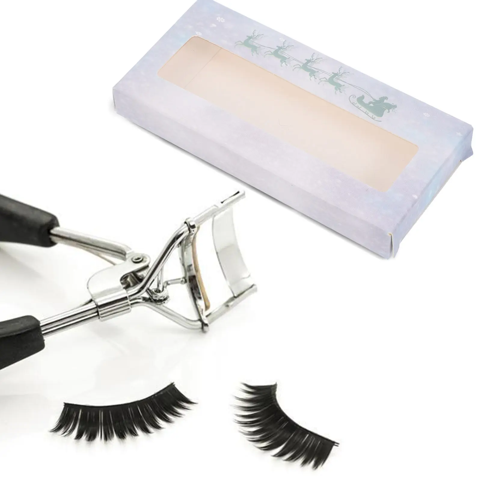 25Pcs Xmas Eyelash Case Christmas Theme Eyelash Holder Lightweight False Lashes Container with Adorable Design Gift Ready