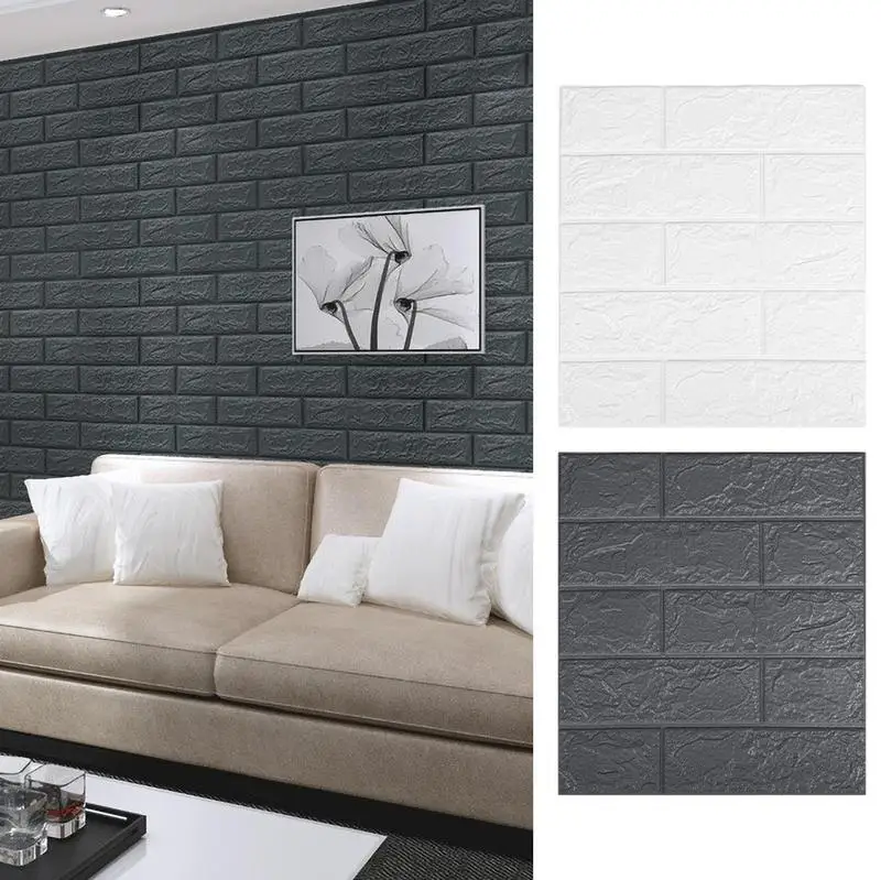 

13x15inch Self-Adhesive 3D Faux Brick Wall Panel Wallpaper Foam Brick Sticker Soft Waterproof Wall Decal For Home Bedroom Decor