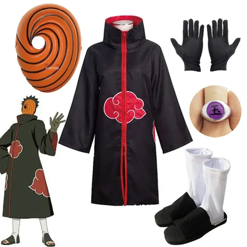 Anime Obito Cosplay Kostüm für Jungen Obito Maske Karneval Halloween Kostüm Kinder Erwachsene geeignete Höhe 135cm-185cm