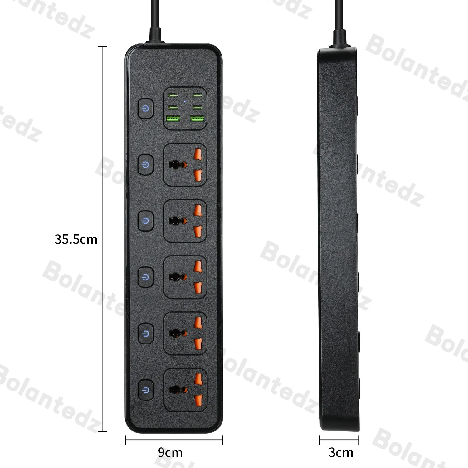 Universal Electric Power Strip Plug EU Outlet Power Socket With 6AC USB Ports Surge Protector Charger 2M Extension Cord Socket