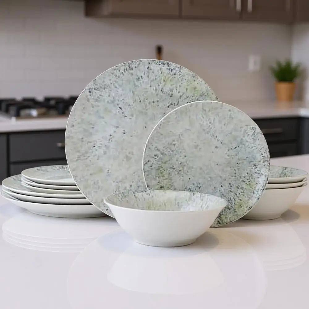 

12-Piece Dinnerware Set, 4-Person Service, Plate & Bowl Collection