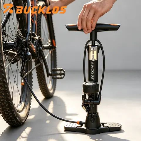 BUCKLOS 160PSI High Pressure Bike Inflator with Gauge Portable Air Pump Support Presta/Schrader Valve Road MTB Bicycle Parts