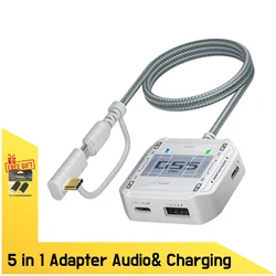 PLEXTONE GS5 Pro, Esports Gaming Adapter, USB-C Audio Charging Adapter, 3.5mm/Type-C/USB, Hi-Res, 60W Charging, for iPad/iPhone