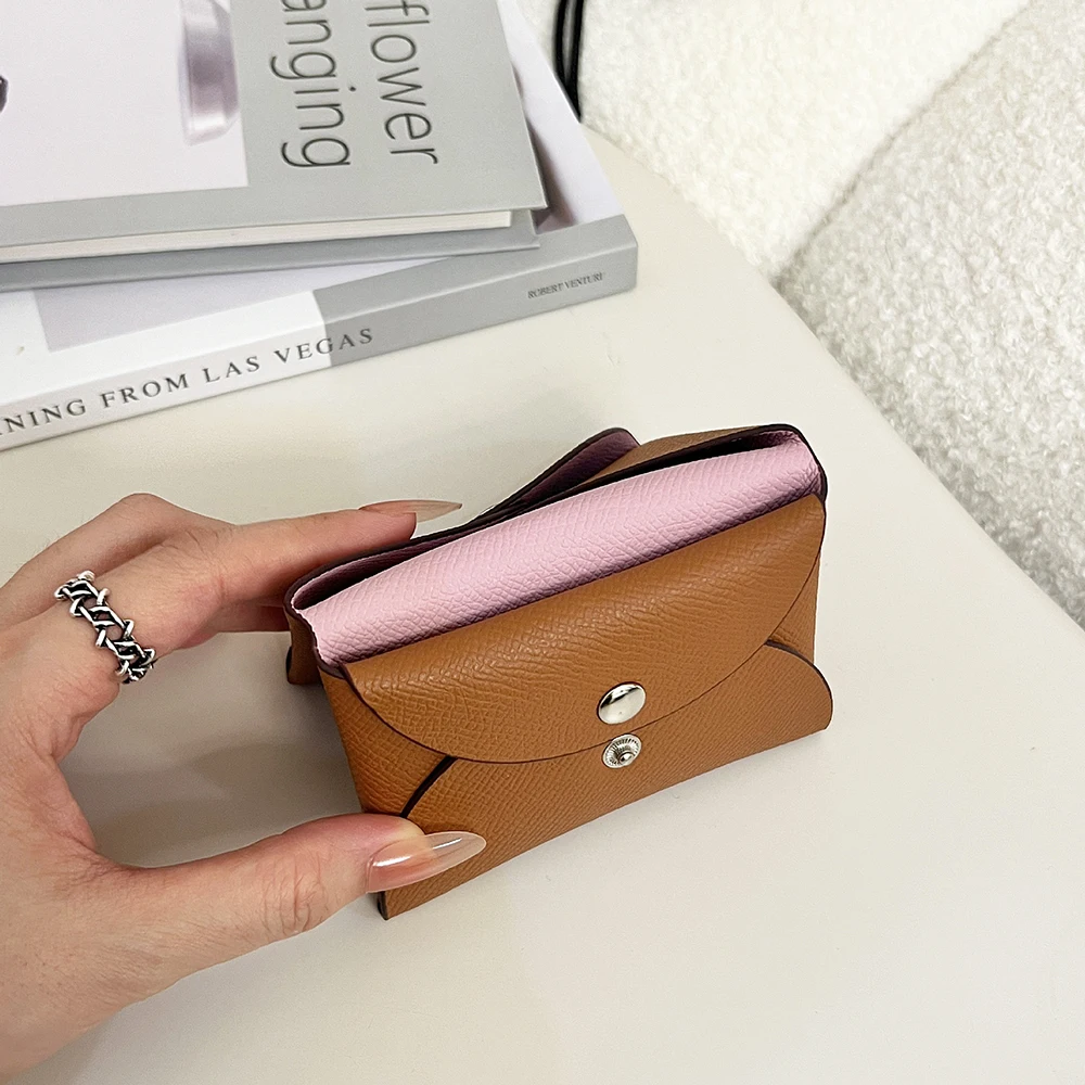 Luxuriöse Mode-Geldbörse aus Spaltleder, Lässiger Kartenhalter für Damen und Herren, Echtes Leder, Niedliche Kurze Brieftasche, Dropshipping-Geschenk – Detail 7