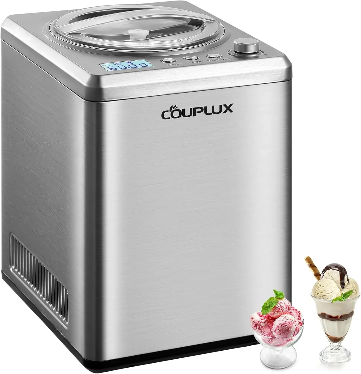 Ice Cream Maker with Compressor, Automatic Ice Cream Machine - No Pre Freezing, 2.5L Gelato Machine and  Maker with 3 Mo