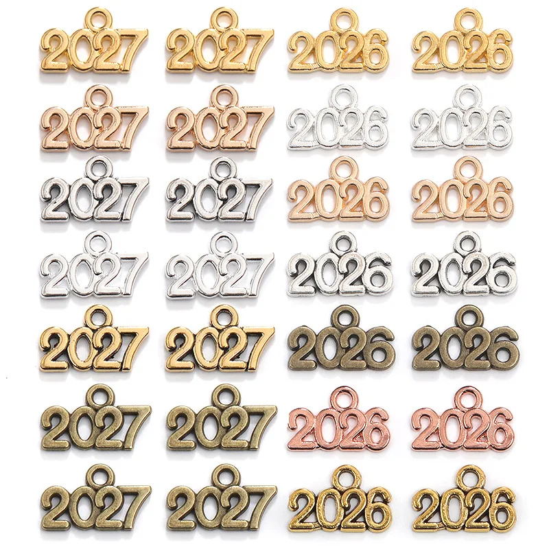 200pcs/lot DIY Jewelry Accessories Alloy 2026 2027 2028 Letter Earring Connector Bracelet  Pendant