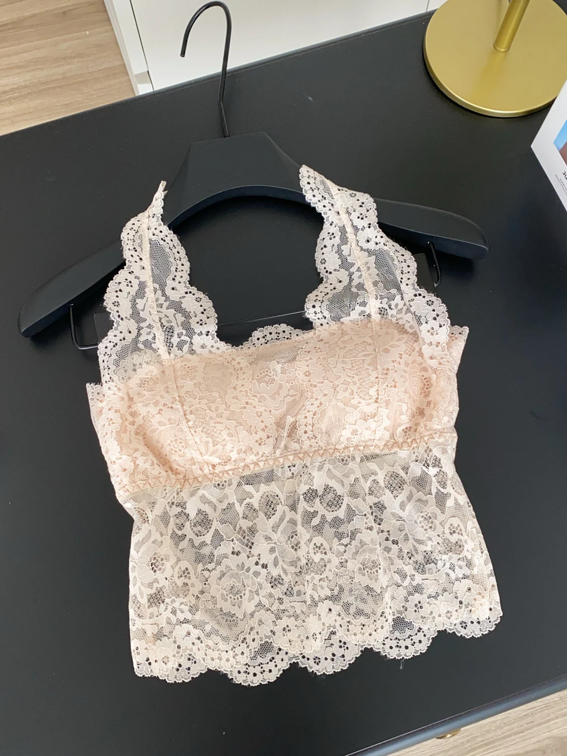 Pure Desire Lace Halter Neck Crop Top Women's Slim Fit Commute Style Outerwear Base Layer Summer Outfit Casual Wear