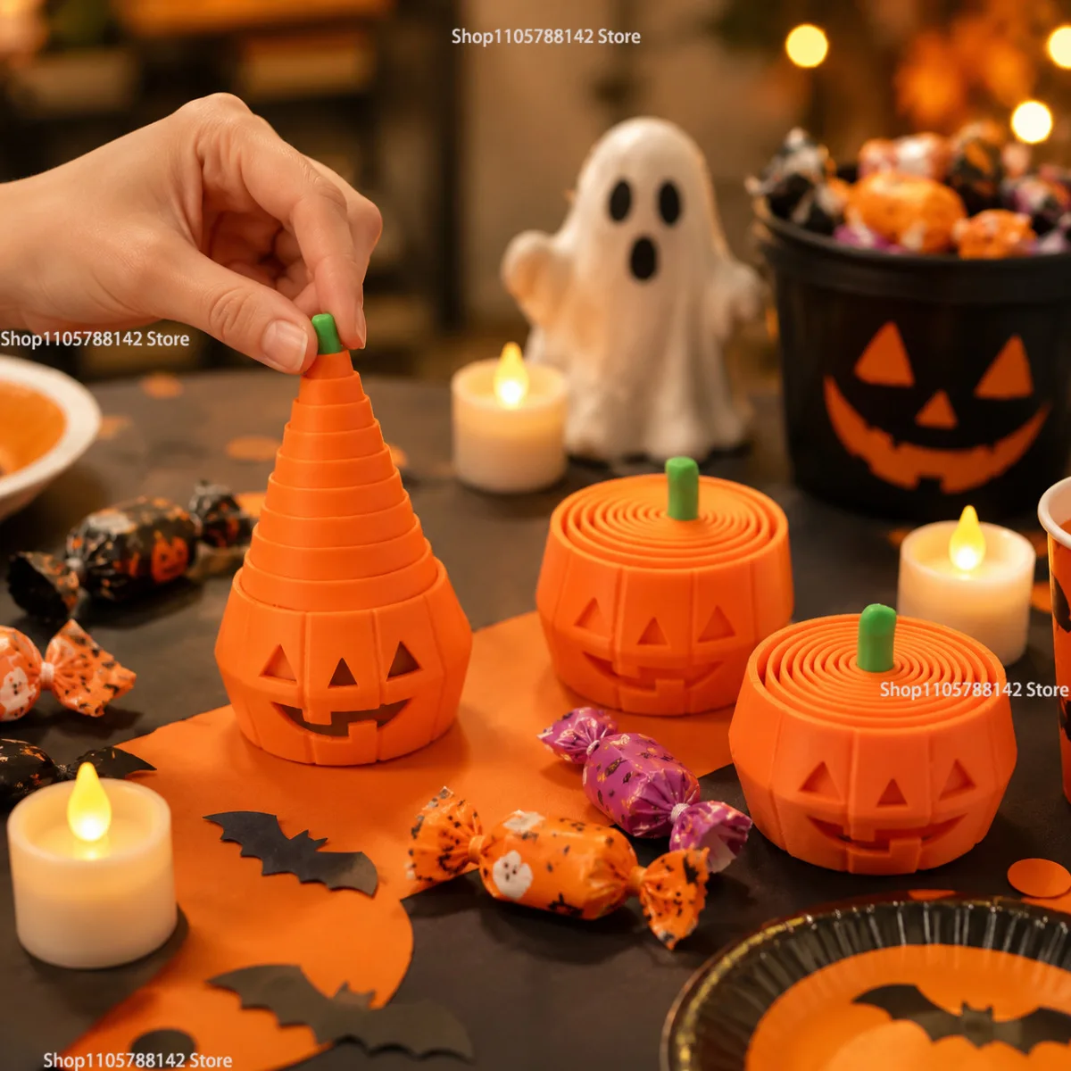 Halloween 3D Printing Stretch Pumpkin Figurines Decompression Stretch,Perfect for Halloween Decor and Gifts