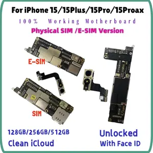 Bilashmart Unlocked iPhone 15 Pro Max Motherboard 15 Plus With Face ID Clean iCloud Logic Board Unmodified Mainboard Replacement
