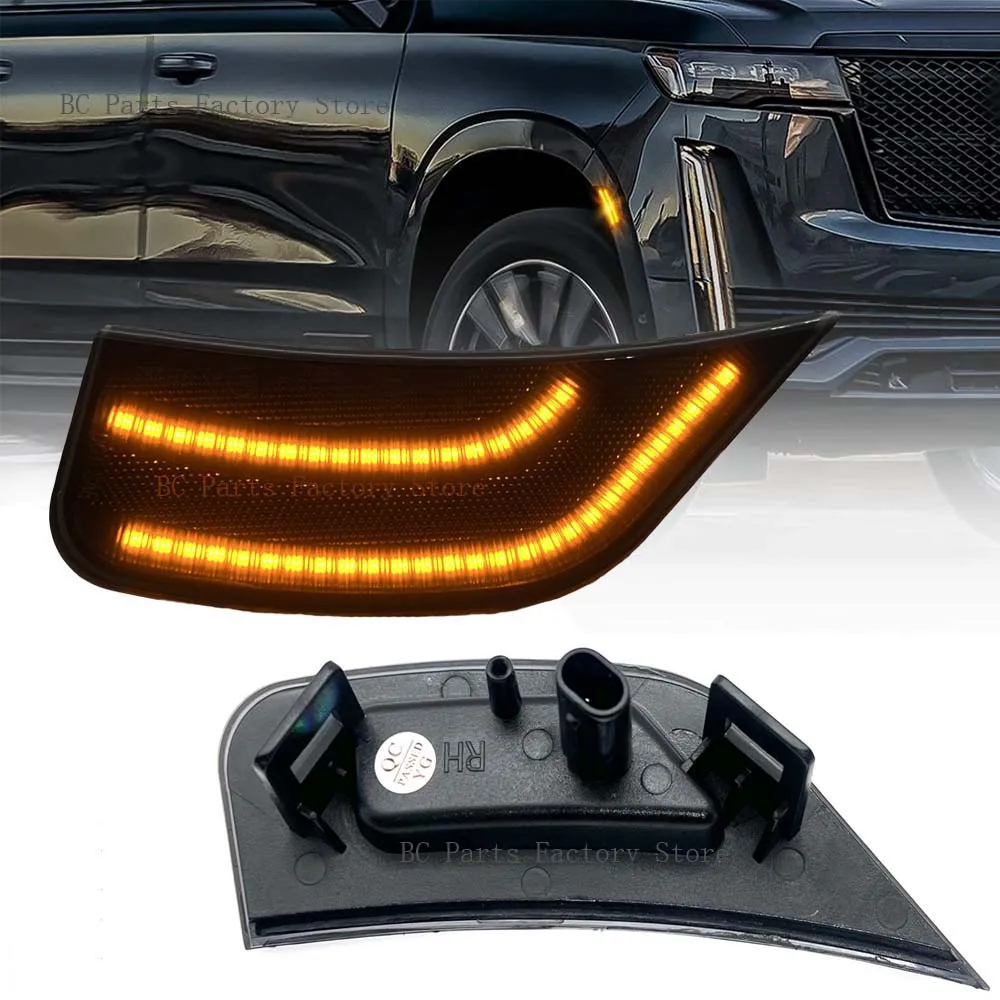 

Smoked Lens Front Fender Bumper Led Side Marker Light 2021 2022 For Cadillac Escalade ESV Chevrolet Suburban Tahoe GMC Yukon