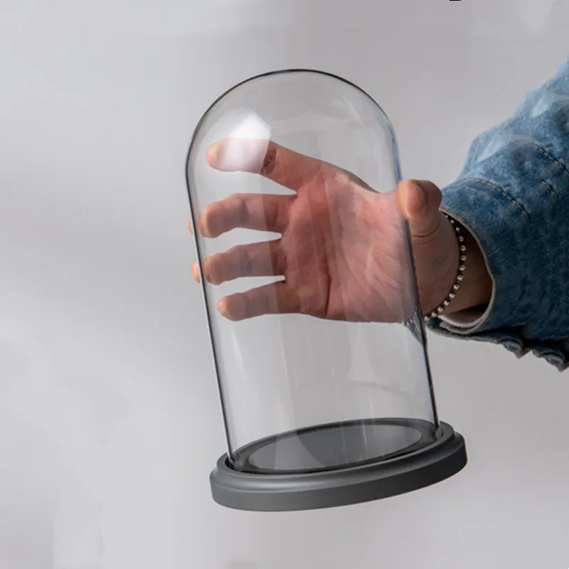 

2sets/pack Diameter=10cm Different Height Cylinder Glass Dome Home Deocration EVA Grey Base Cover DIY Wedding Gift