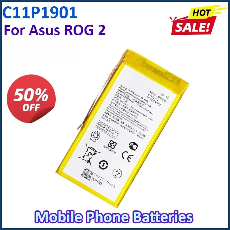 New C11P1901 5800mAh  Mobile Phone Batteries for Asus ROG 2 I001DB ZS660KL Game Phone Generation Battery